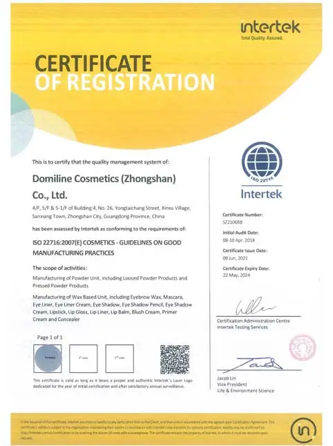 colorich iso22716 certificate